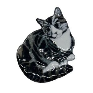 Handmade Vitreous Enamel Cat Brooch Pin Jewellery Kitty Kitten Statement